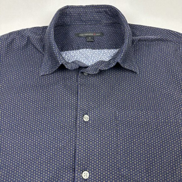 JOHN VARVATOS Navy Blue Gold Dot Pin Wale Corduroy Shirt Extra Slit‎ Fit Medium - Picture 1 of 9